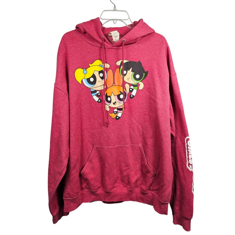Cartoon Network Powerpuff Girls Graphic Hoodie Burgundy Red Unisex XL